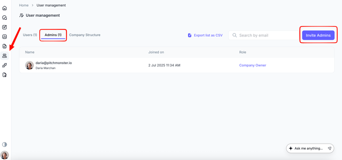 Invite admins
