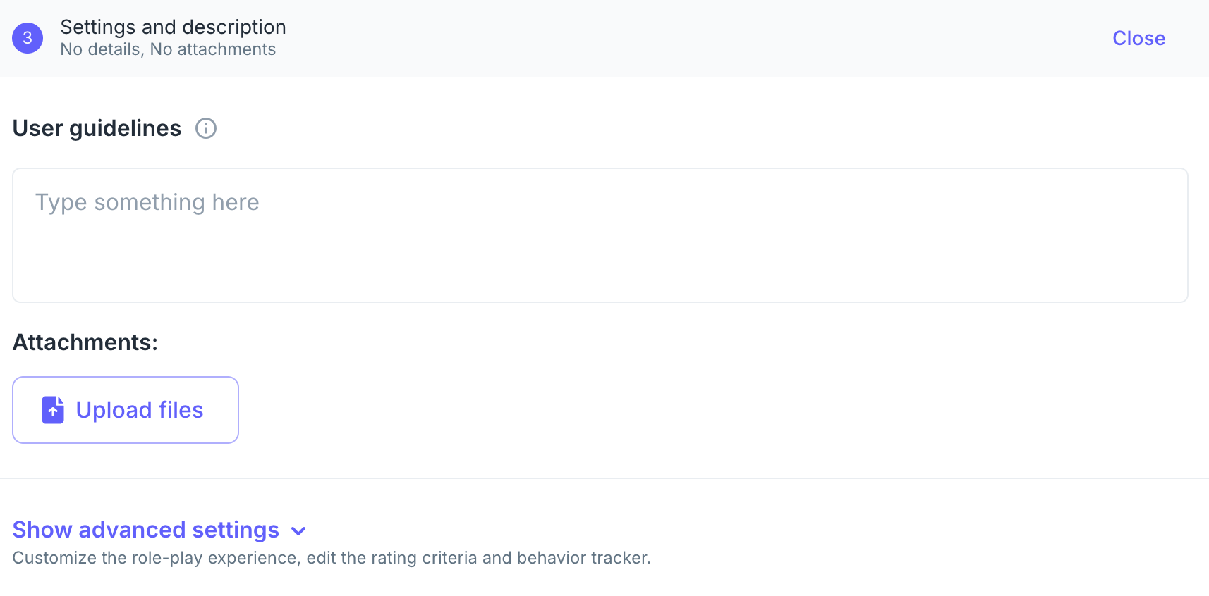 How to add user instructions/guidelines