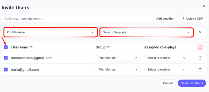 Select groups